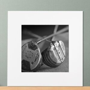 12x12 Golfing Matted Art Photo, Golf Clubs Wall Art Photography, Black and White